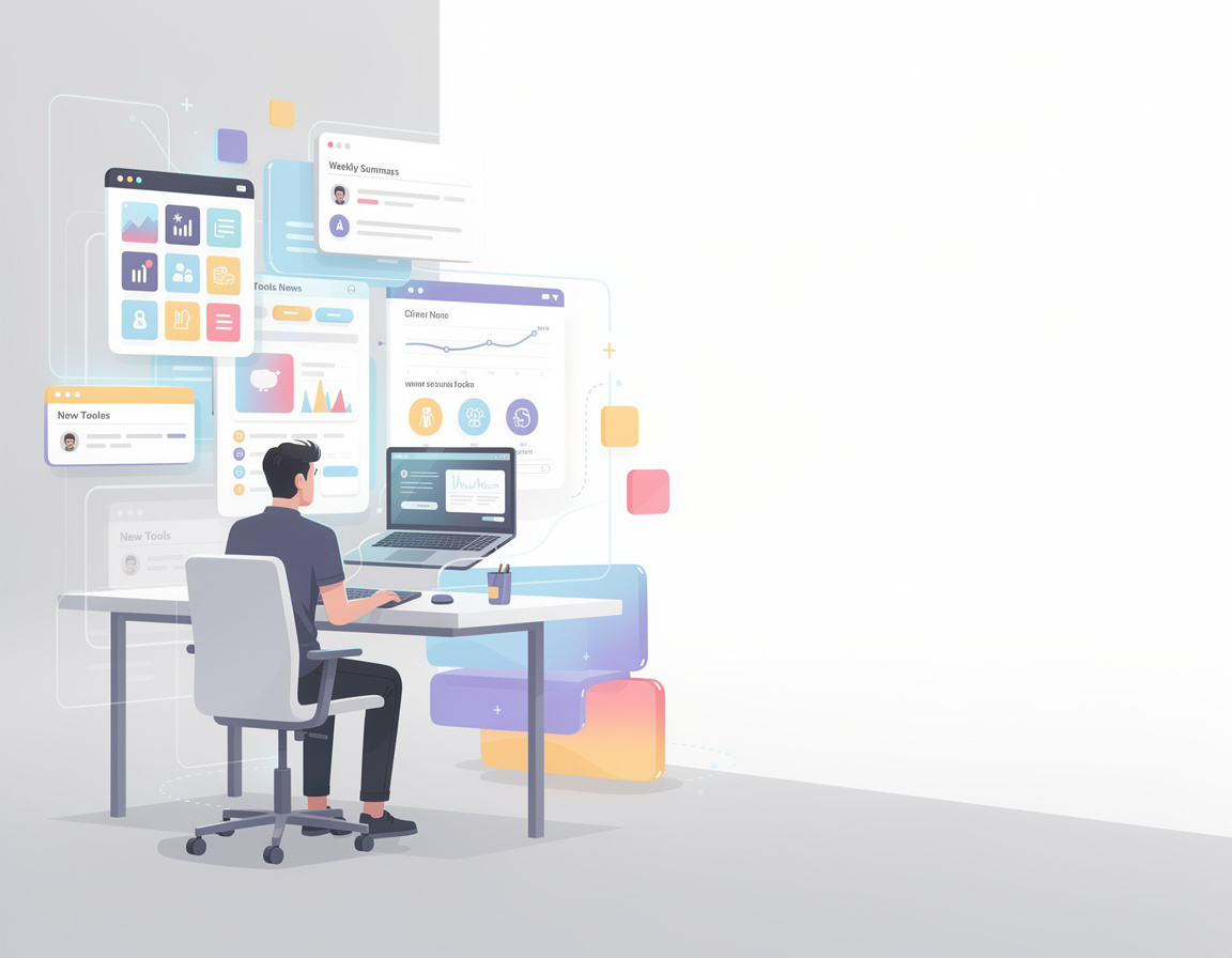 Ilustrasi Workflow kurasi mingguan dan catatan konteks saat berita tools baru datang cepat tetapi tida untuk PAMAN4D